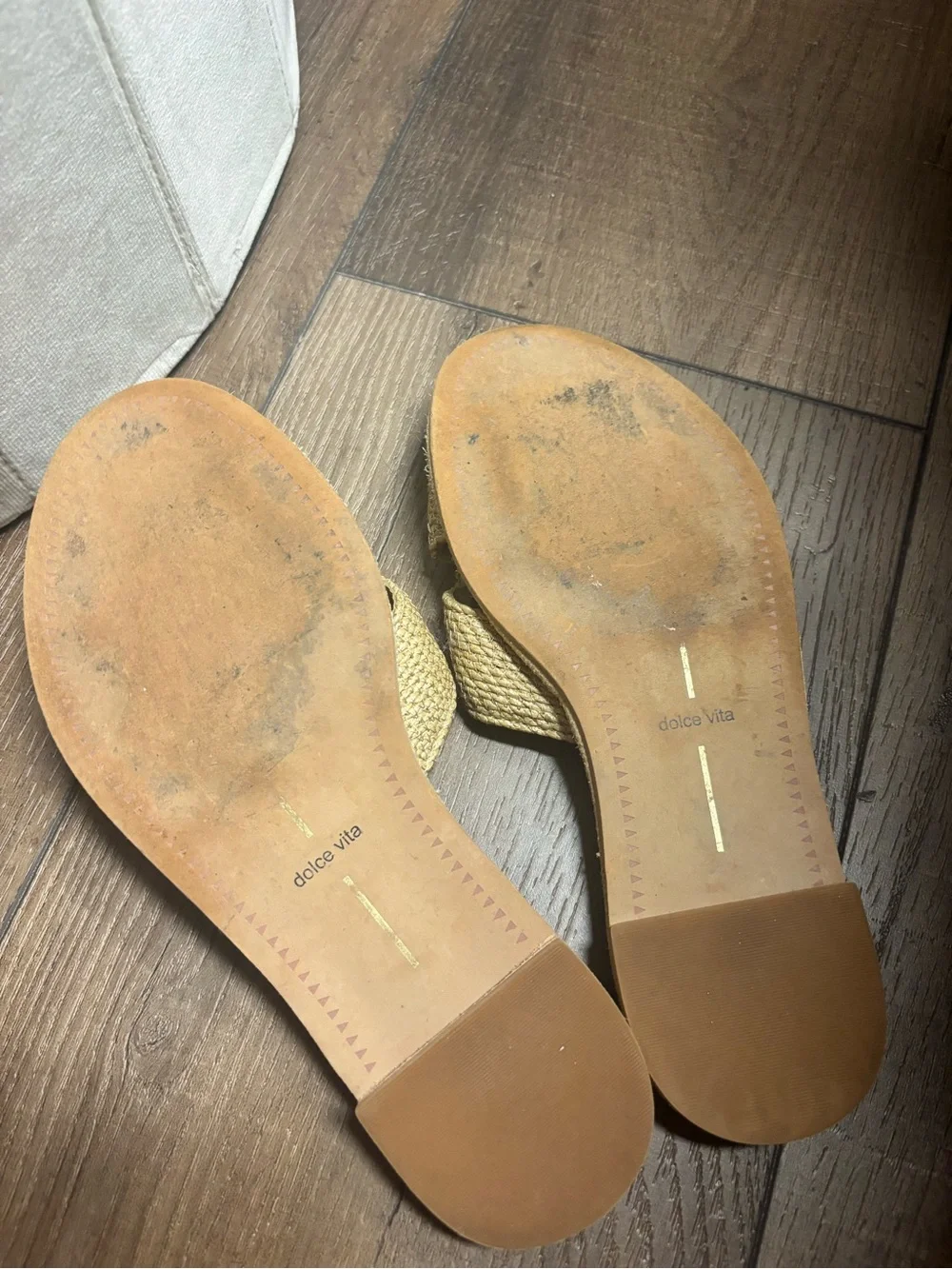 Dolce Vita Natural Braided Raffia Slide Sandals
